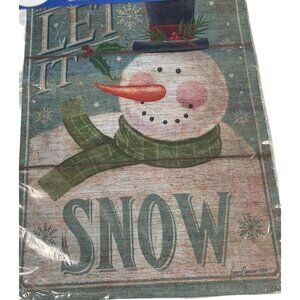 Rustic Christmas Garden Flag Holiday Party Snowman Snowflake Winter Home Decor